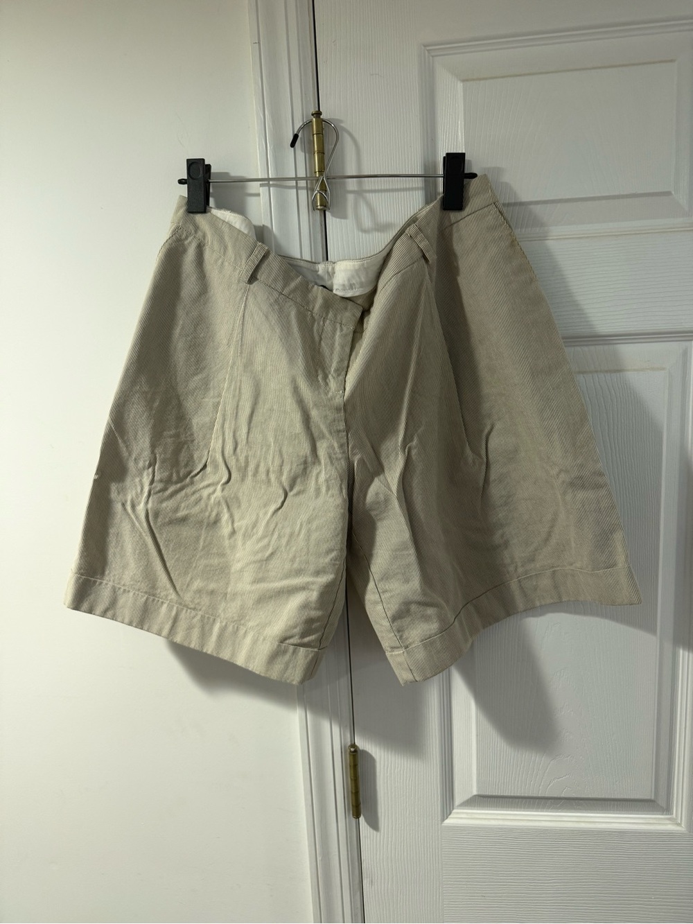 Anthropologie Neutral Linen-Blend Tailored Shorts
